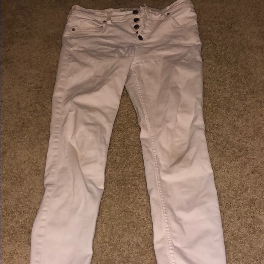free people white jeans button